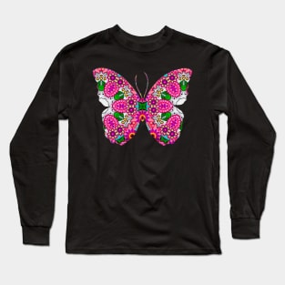 Pink Green Butterfly Long Sleeve T-Shirt